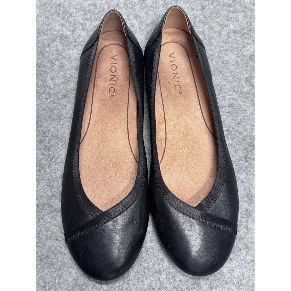 Vionic Caroll Ballet Shoes Black Leather Women's Size 8 - Picture 8 of 10
